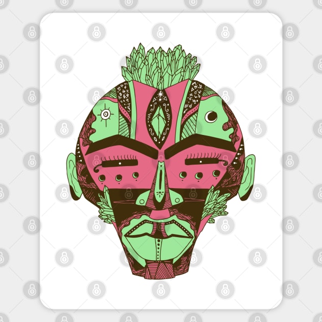 Pink and Mint African Mask 4 Sticker by kenallouis